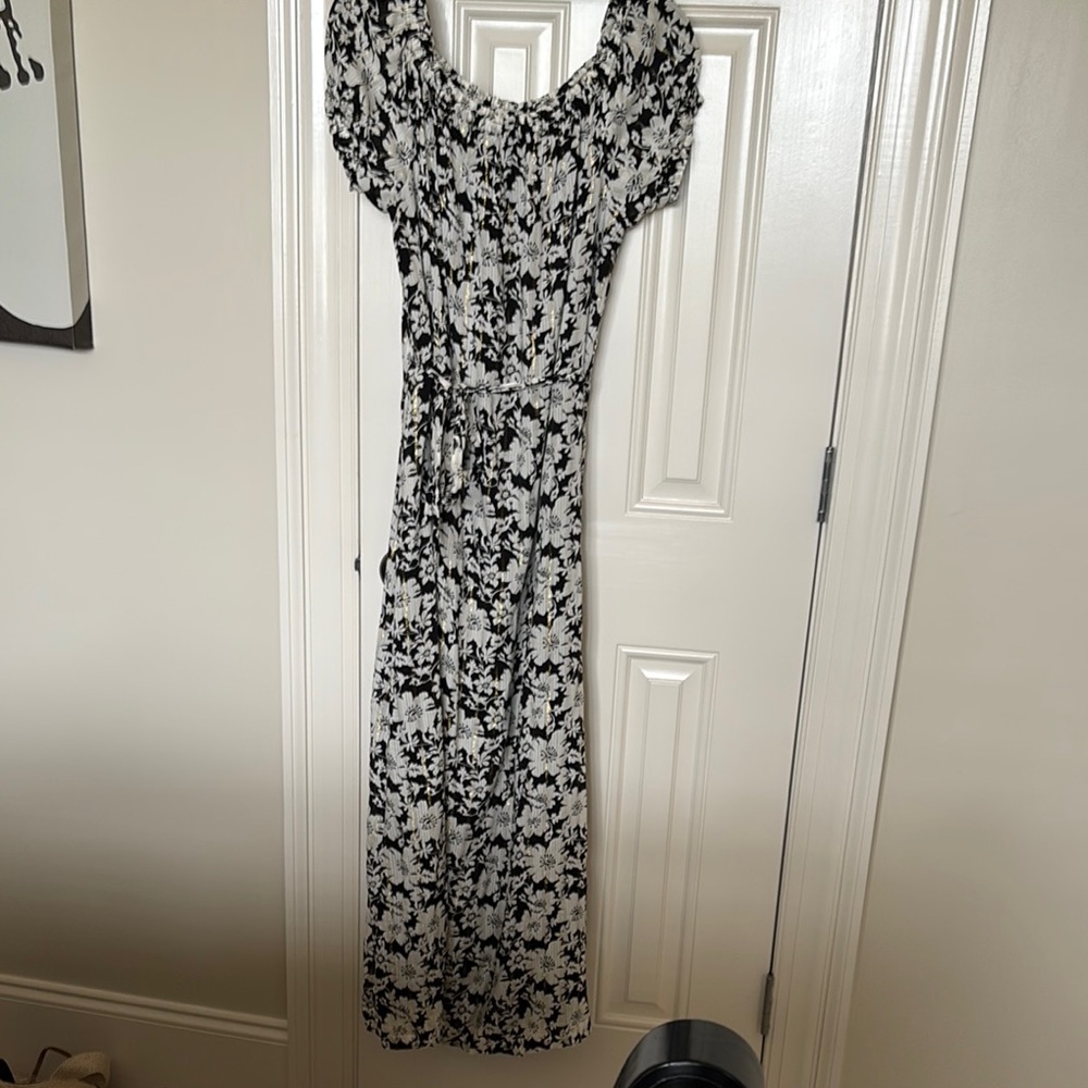 Floral Black and White Women's Dress